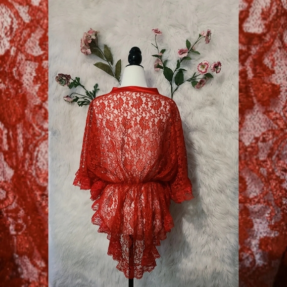 VINTAGE- 1980s red lace negligee lingerie - Picture 4 of 5